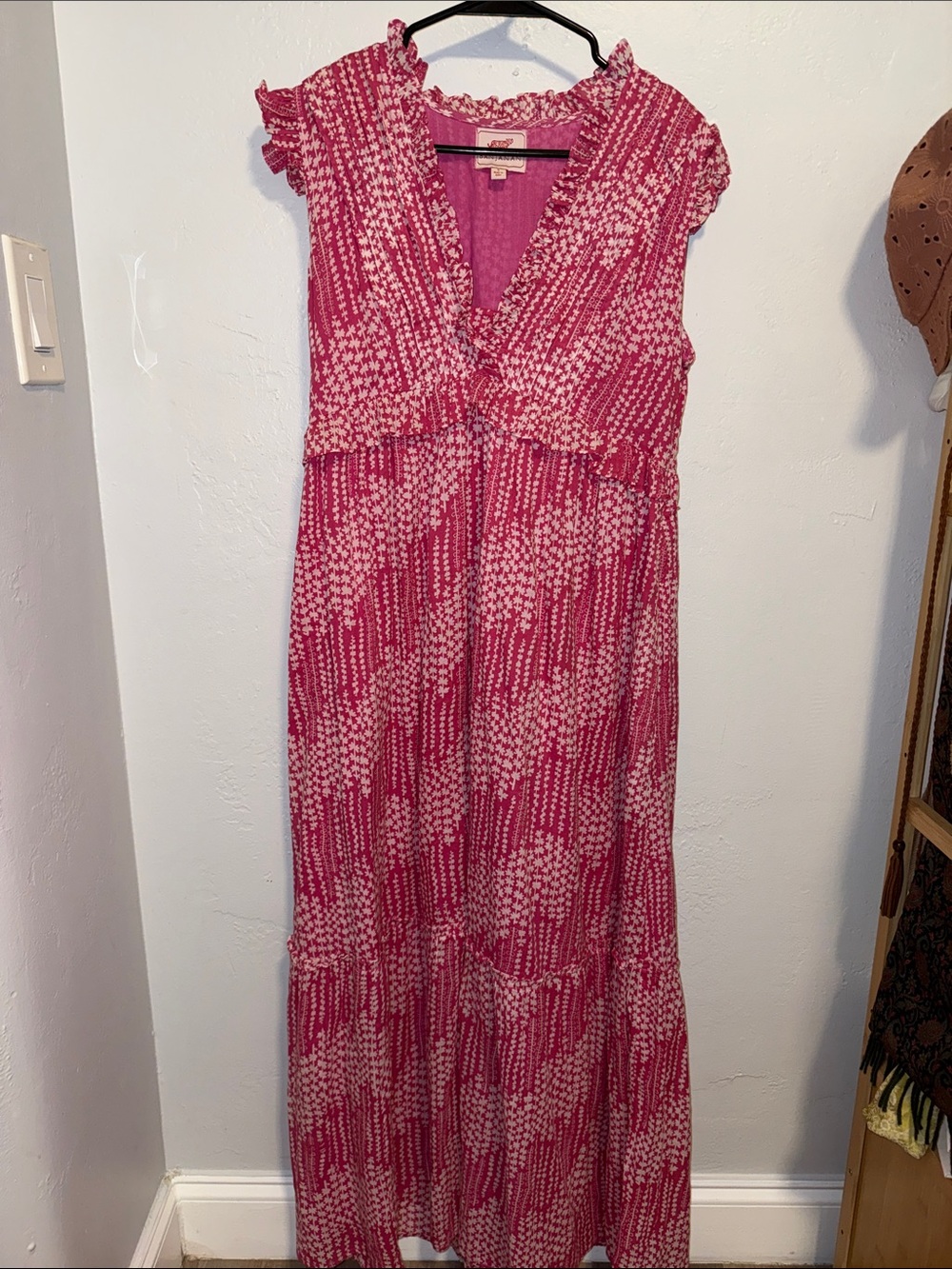 Banjanan Fuchsia Floral Ruffle Maxi Dress